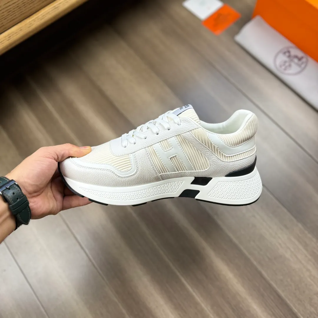 [HERMES] Hermès men's shoes 💰520💰 - High-end quality original order - Upper: 🔝 tumbled calfskin, high mercerized striped fabric, sewn brand H totem - Lining: water-dyed cowhide - Outsole: ultra-light T men's shoes 💰U foam rubber; two-color molded outsole - Super high quality control, fine workmanship: highlighted (high-end, luxury, grade) -Size :38-44 (45, customized)
